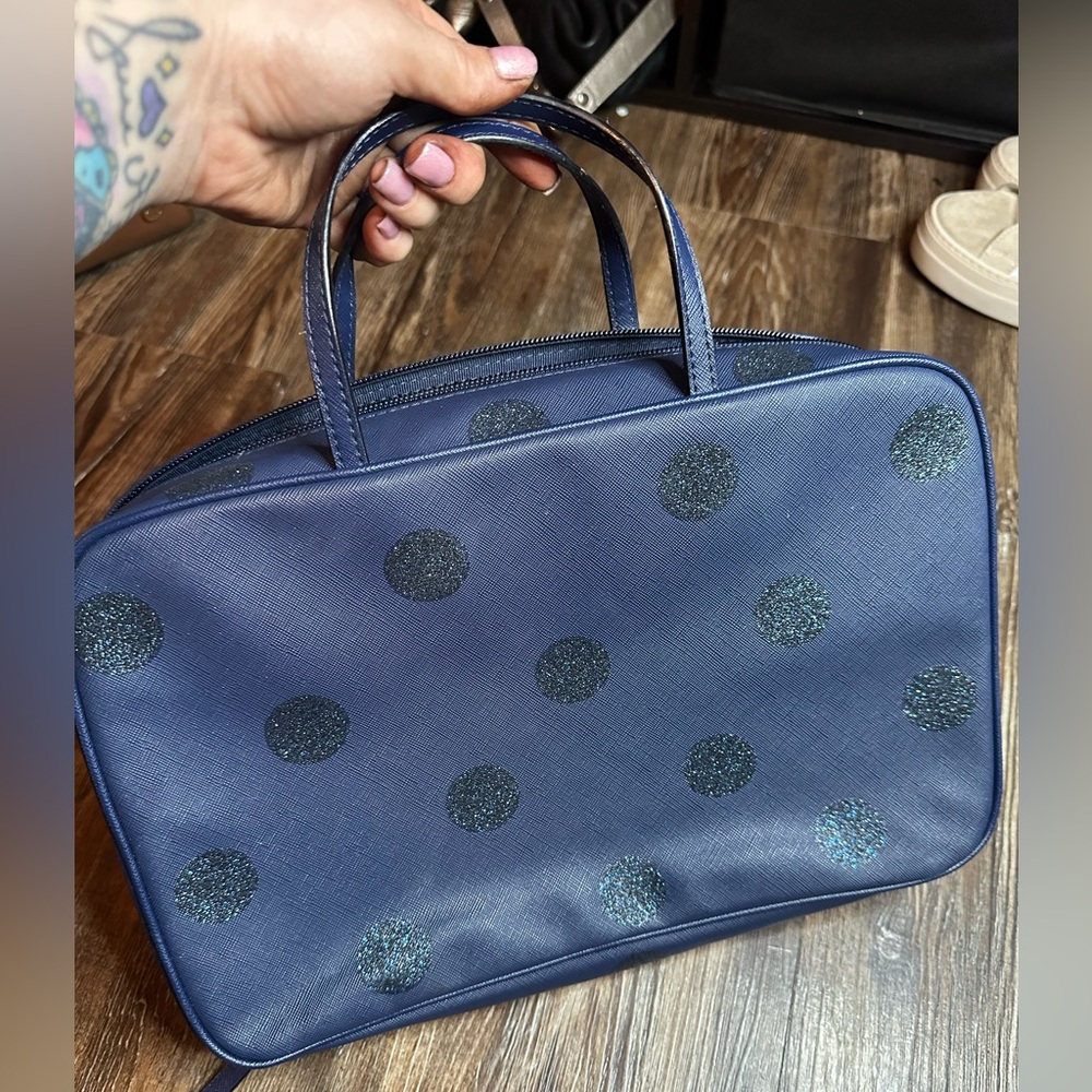 Kate Spade Blue Polka Dot Women's Makeup Organizer - Picture 3 of 4